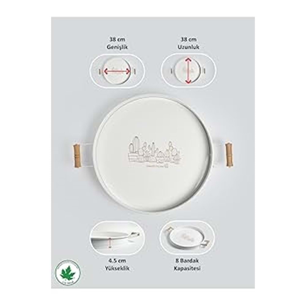 WARDY 28233 BEYAZ BASKI 37 CM AHSAP KULP TEPSİ