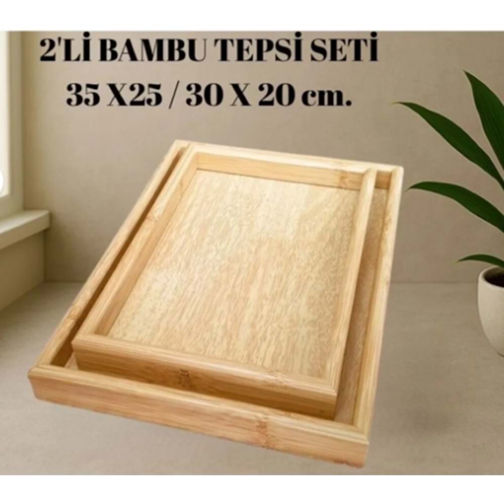 BARANEX 34435 BAMBU 2 Lİ TEPSİ