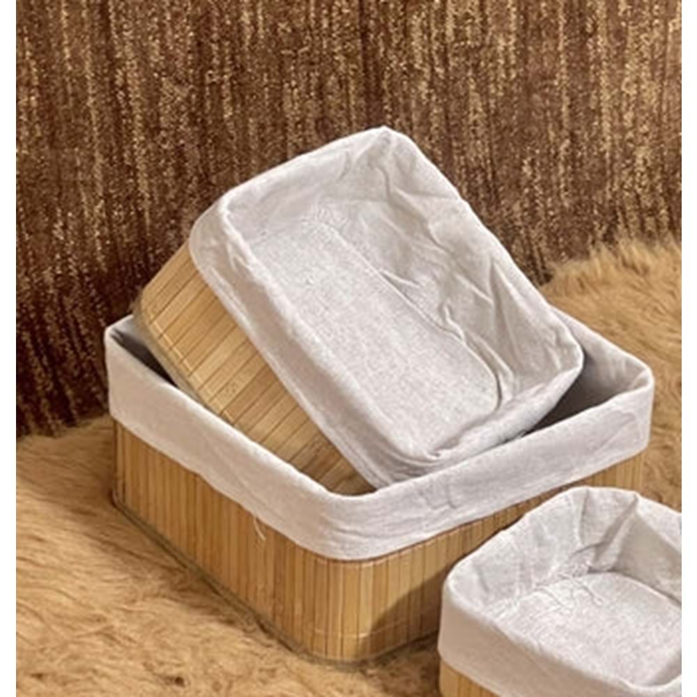 DMR 9186 BAMBU 2 Lİ KARE SEPET