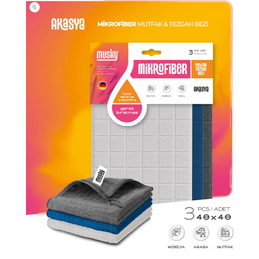 MUSKY 3LÜ AKASYA TEZGAH BEZİ 40*40