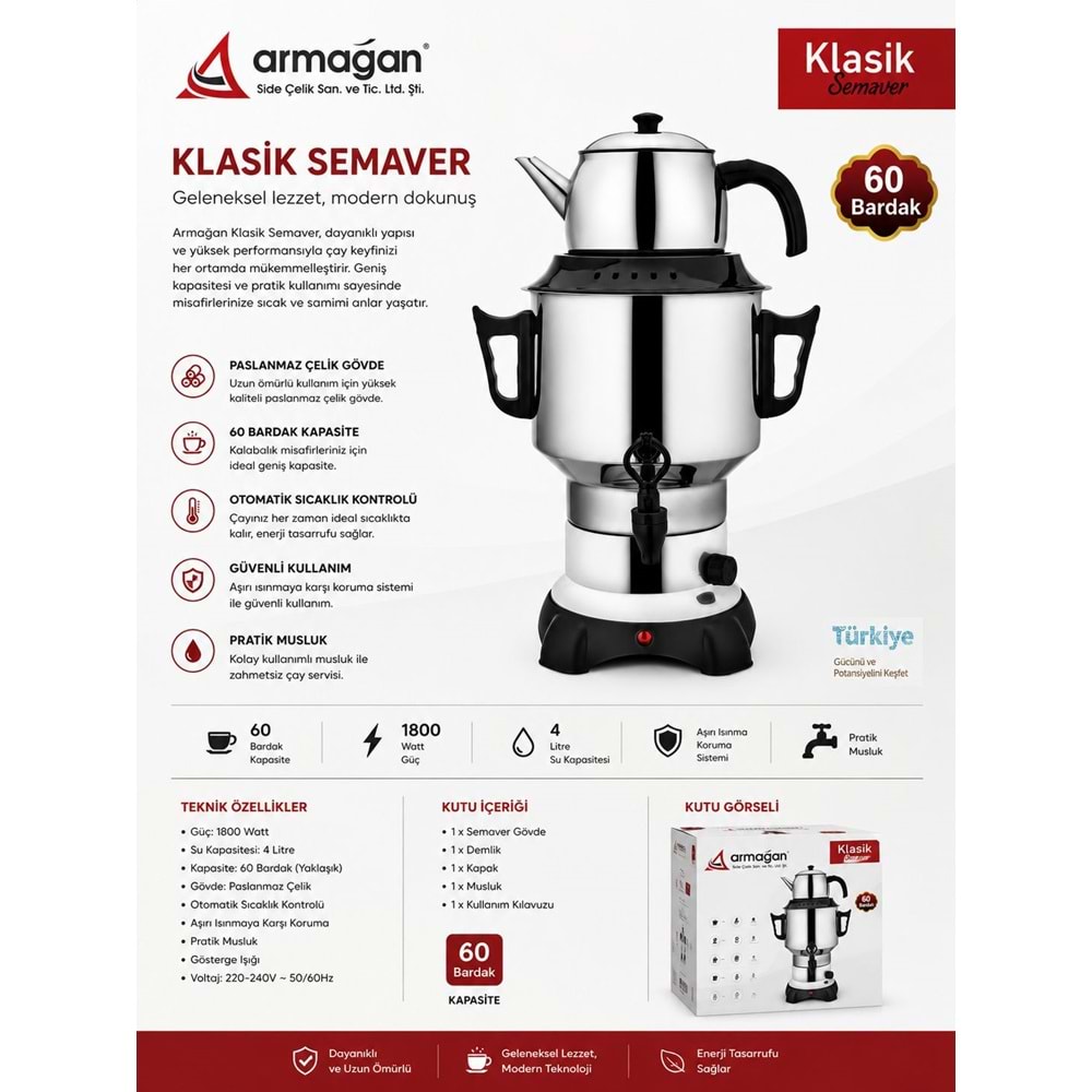 ARMAĞAN 60 BARDAK SEMAVER