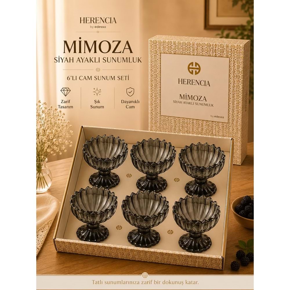 HERENCİA MİMOZA SİYAH 6 LI AYAKLI SUNUMLUK