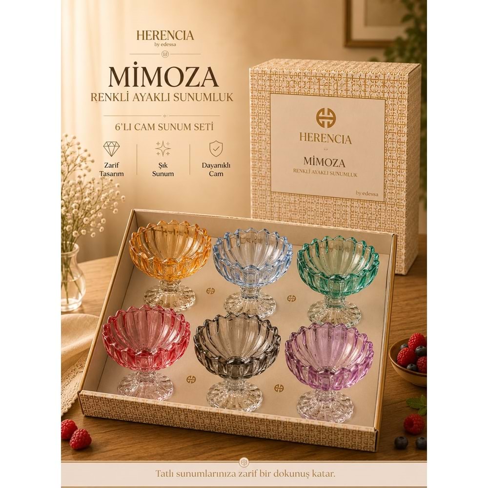 HERENCİA MİMOZA RENKLİ 6 LI AYAKLI SUNUMLUK