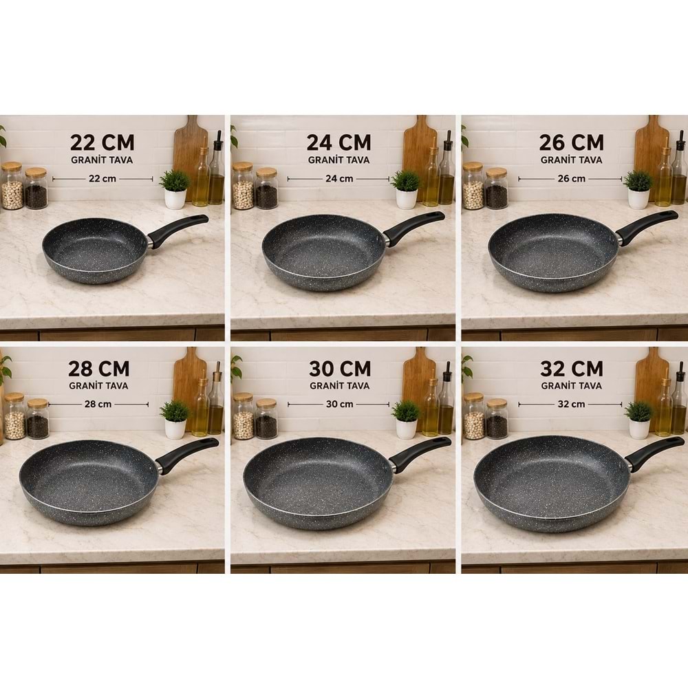 TACHEL BLACK 24 CM GRANİT TEK KULP TAVA