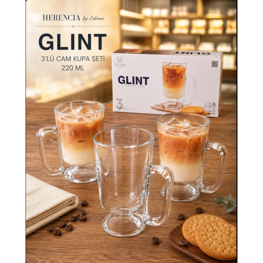 HERENCİA GLİNT 220 ML 3 LÜ KAHVE BARDAK