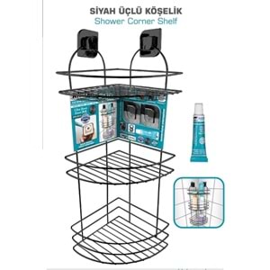 5-K 3'LÜ SİYAH BANYO KÖŞELİK KTX-3013