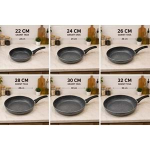 TACHEL BLACK 24 CM GRANİT TEK KULP TAVA
