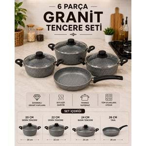DEFNE 7 PARÇA GRANİT TENCERE SETİ