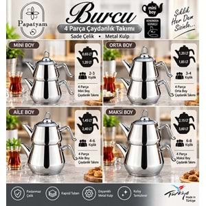 PAPATYAM BURCU METAL AİLE ÇELİK ÇAYDANLIK