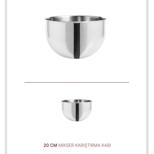 NMS 20 CM ÇELİK MİKSER KABI