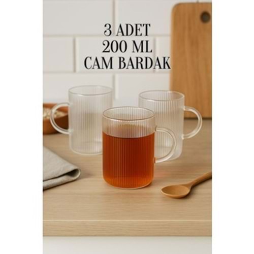 BUENOS JML-D-0064 3 LÜ BOROSİLKAT KUPA