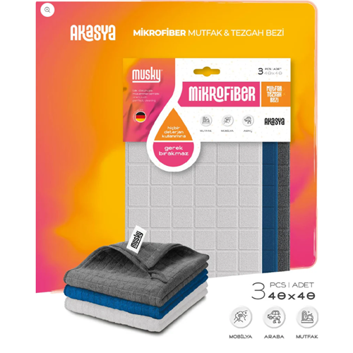 MUSKY 3LÜ AKASYA TEZGAH BEZİ 40*40