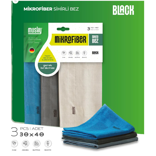 MUSKY BLACK PİNK SERİSİ 3 LÜ MİKROFİBER BEZ