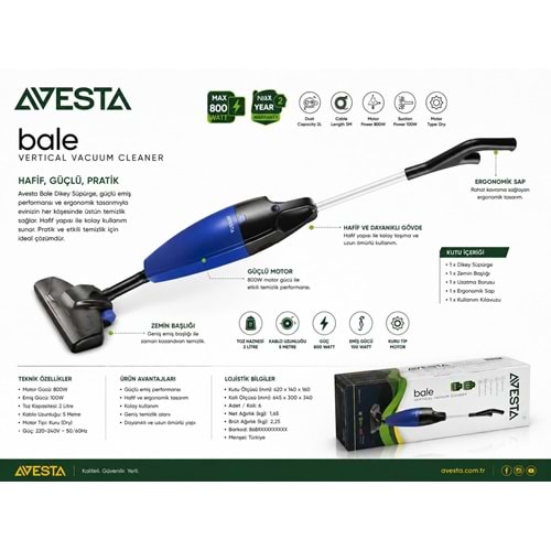 AVİ-1052 BALE DİKEY SÜPÜRGE KABLOLU
