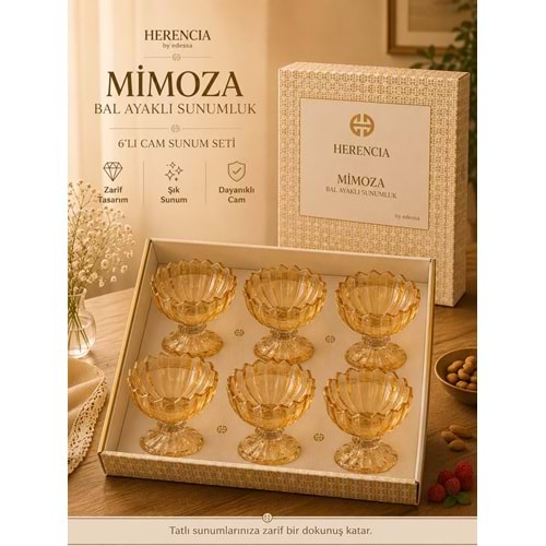 HERENCİA MİMOZA BAL 6 LI AYAKLI SUNUMLUK