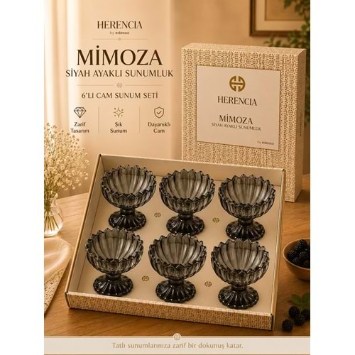 HERENCİA MİMOZA SİYAH 6 LI AYAKLI SUNUMLUK