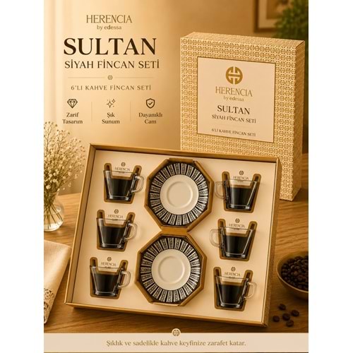 HERENCİA SULTAN SİYAH FİNCAN SETİ