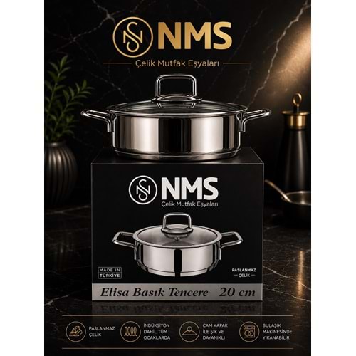 NMS ELİSA BASIK 20 CM ÇELİK TENCERE