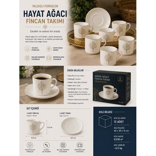 PORZELLAN HAYAT AĞACI FİNCAN TAKIMI