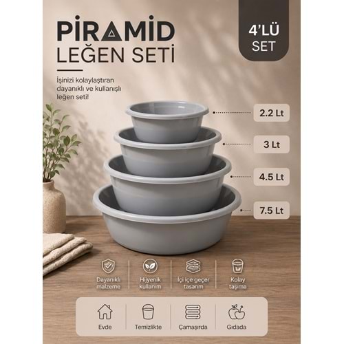 QUKA 623 4LÜ PİRAMİT BADYA SET