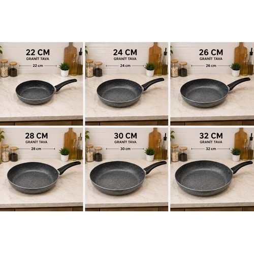 TACHEL BLACK 24 CM GRANİT TEK KULP TAVA