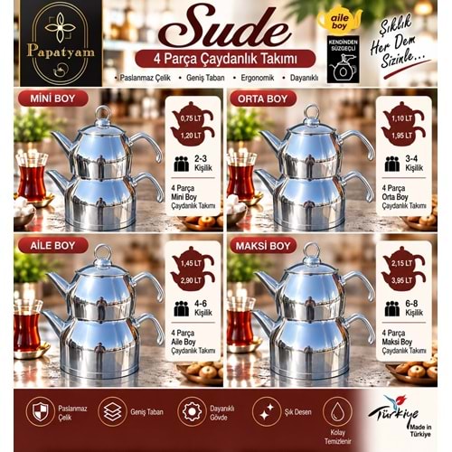 PAPATYAM SUDE METAL AİLE ÇELİK ÇAYDANLIK