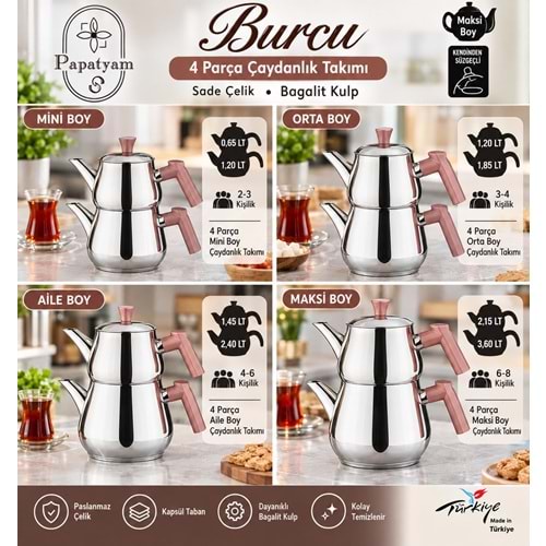 PAPATYAM BURCU SADE AİLE ÇELİK ÇAYDANLIK