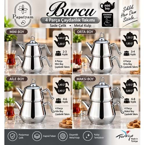PAPATYAM BURCU METAL MAXİ ÇELİK ÇAYDANLIK