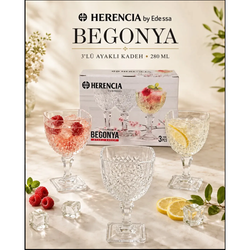 HERENCİA BEGONYA 3 LÜ KADEH
