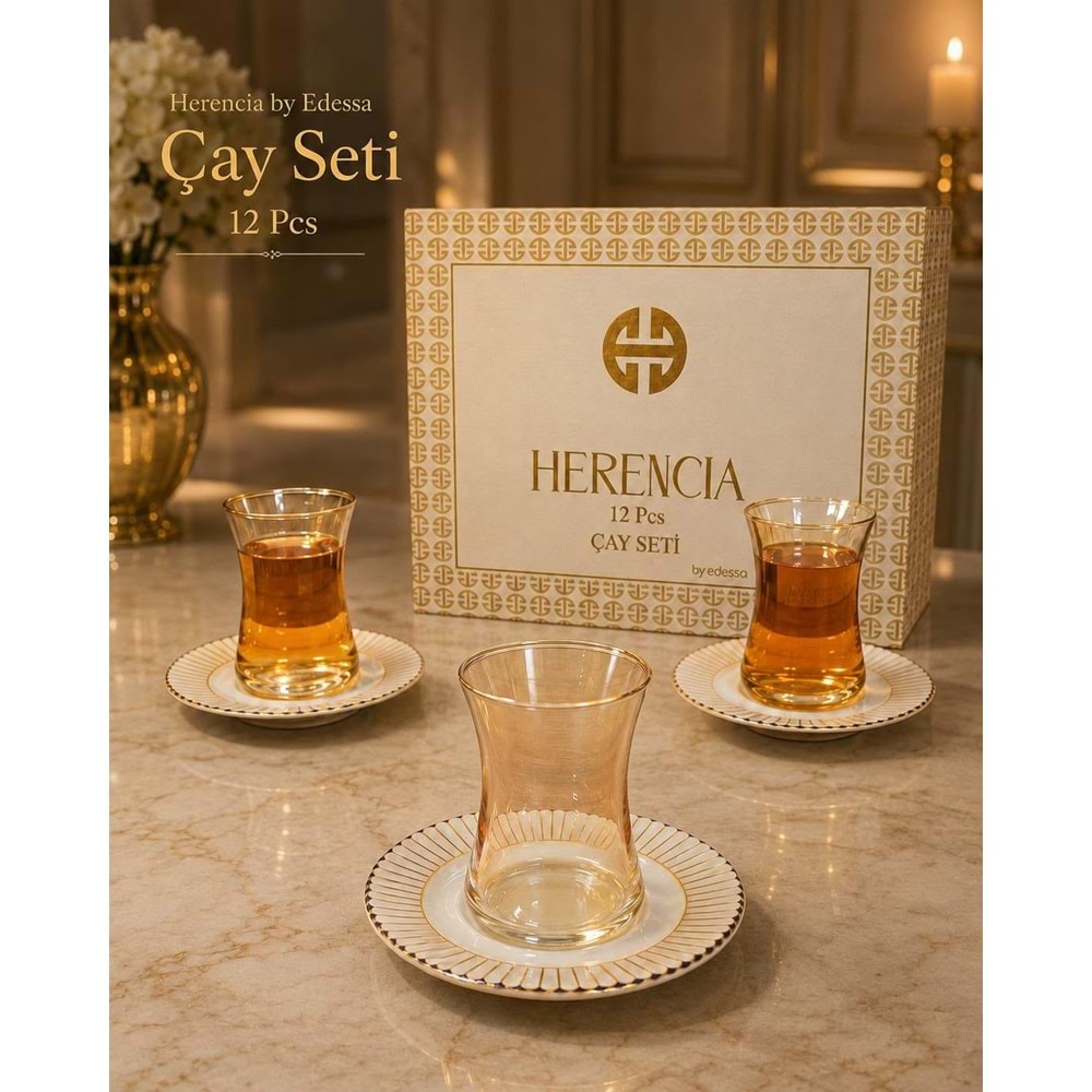HERENCİA 12 PRÇ LİSTERLİ ÇAY SETİ