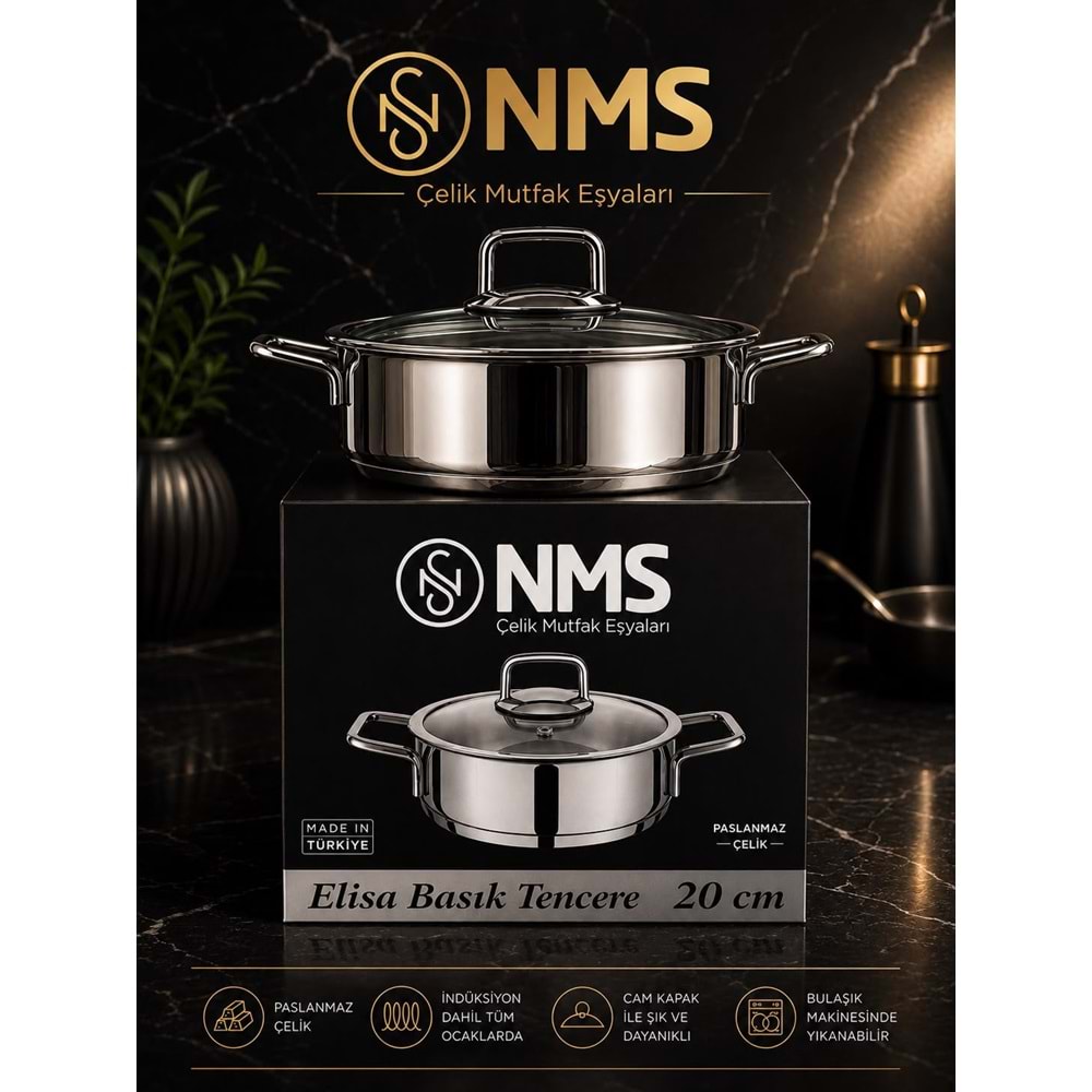 NMS ELİSA BASIK 20 CM ÇELİK TENCERE