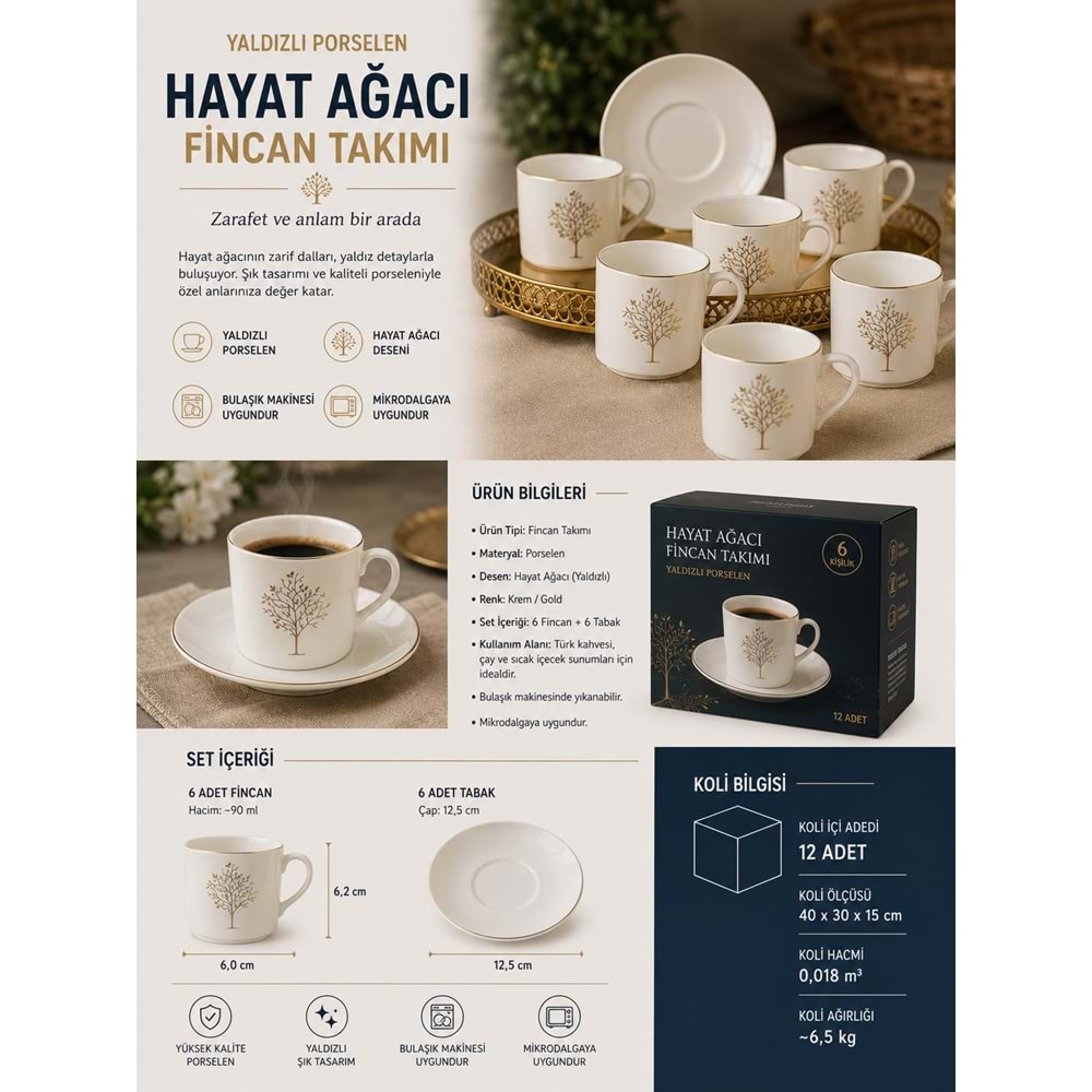 PORZELLAN HAYAT AĞACI FİNCAN TAKIMI