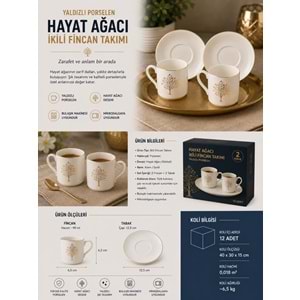 PORZELLAN HAYAT AĞACI 2 Lİ FİNCAN