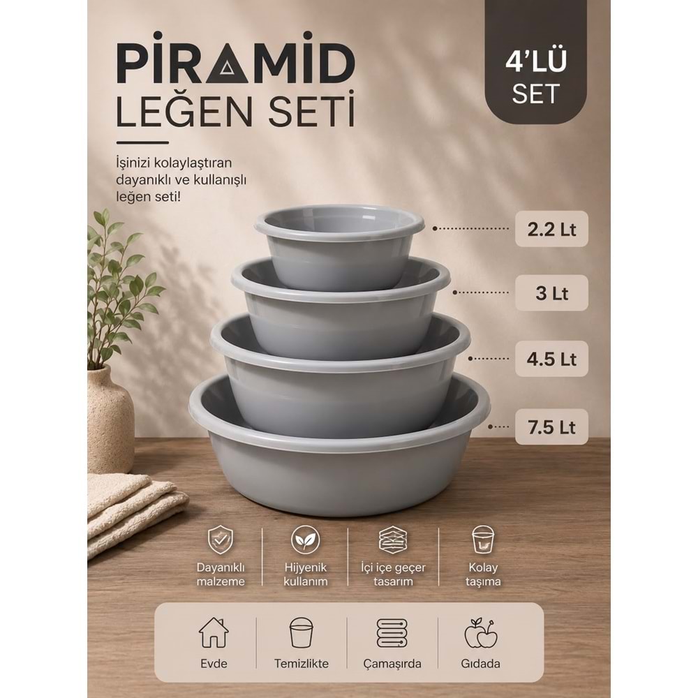 QUKA 623 4LÜ PİRAMİT BADYA SET