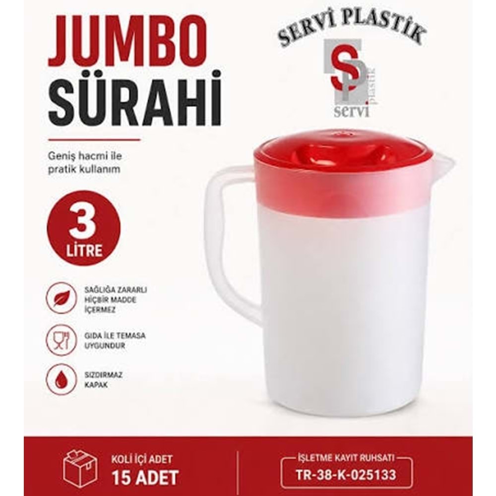 SERVİ 3 LTR JUMBO SÜRAHİ