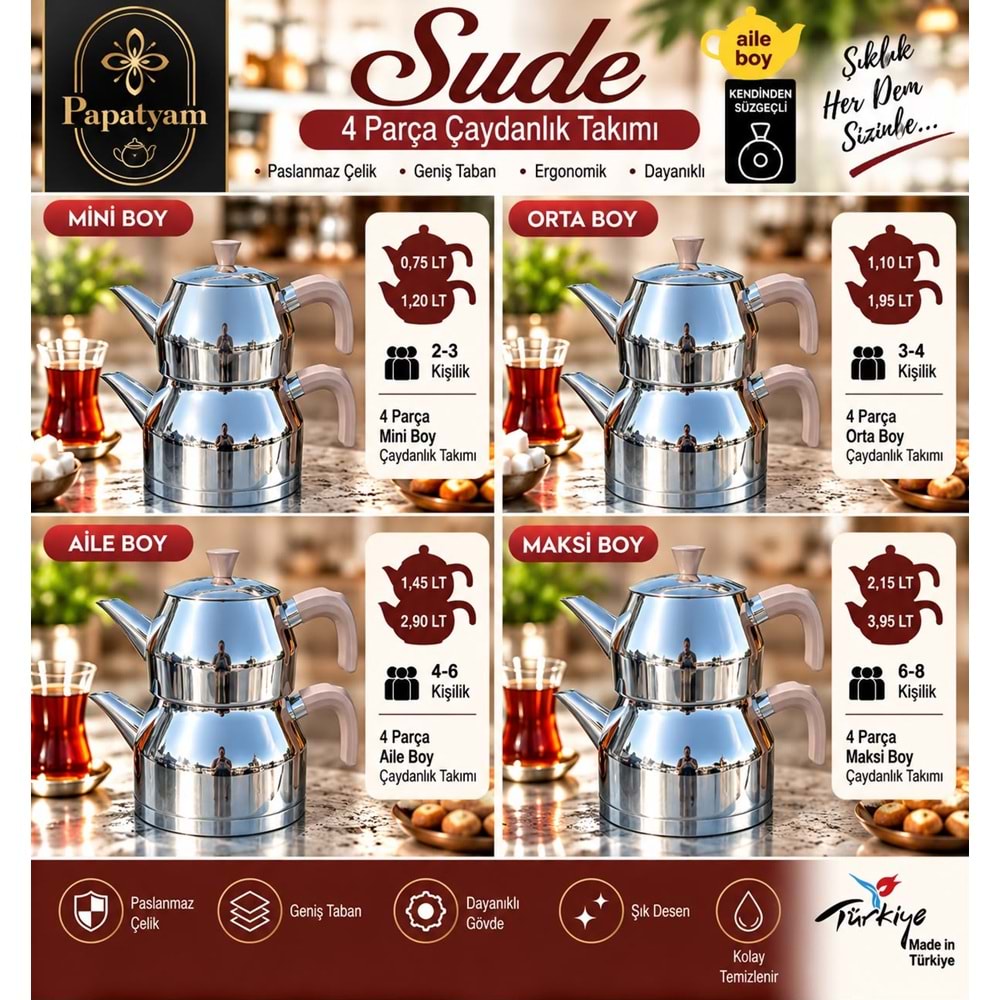 PAPATYAM SUDE SADE ORTA ÇELİK ÇAYDANLIK