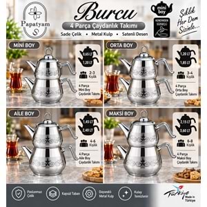 PAPATYAM BURCU METAL SATENLİ ORTA ÇELİK ÇAYDANLIK